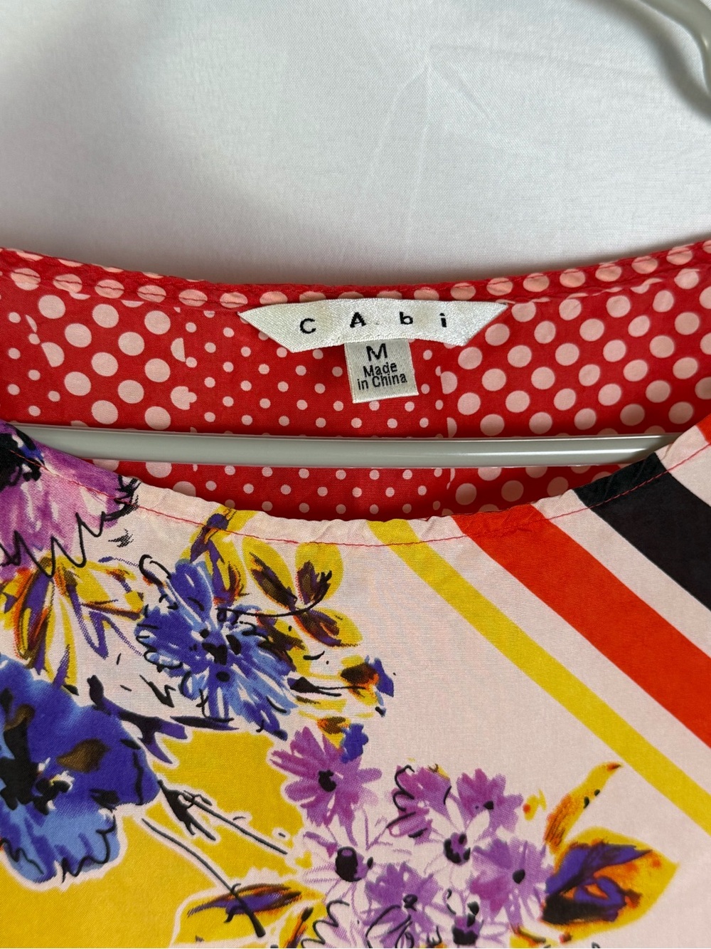 CAbi 100% Silk Scarf Print Butterfly Floral Light Weight Poncho Top M - Picture 4 of 7